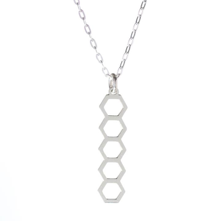Honeycomb Sterling Silver Pendant Necklace for wholesale by Dark Star Jewelry