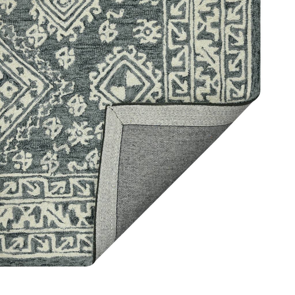 HomeRoots - Wholesale Area Rug - 2' X 3' Slate Gray And Ivory Wool Oriental Hand Hooked Area Rug5