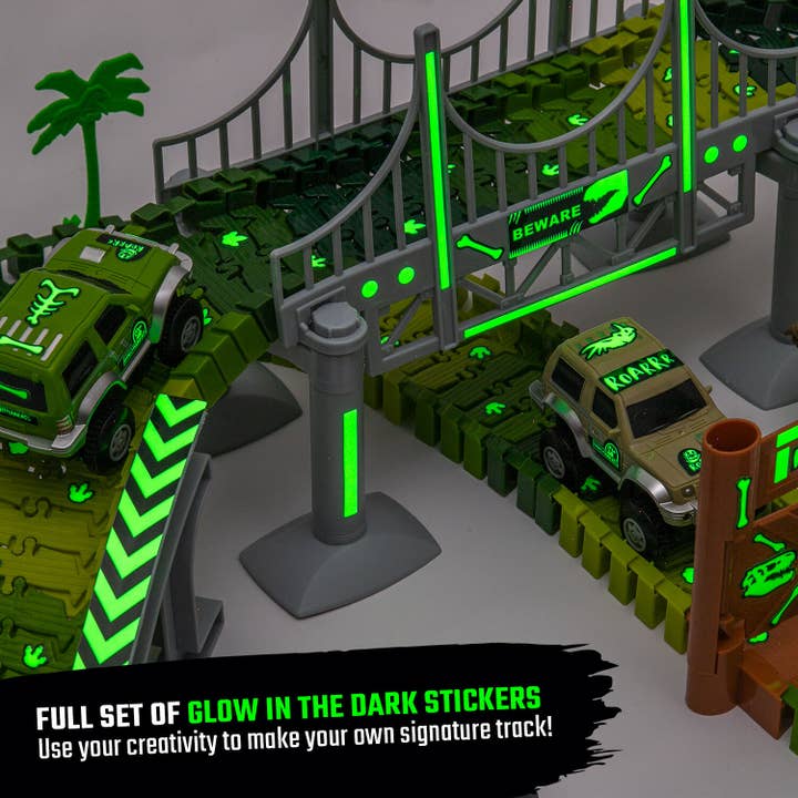 JitteryGit - Wholesale Toy Set - Kids - Dinosaur Race Car Track Set Toy, STEM Glow In The Dark Toy