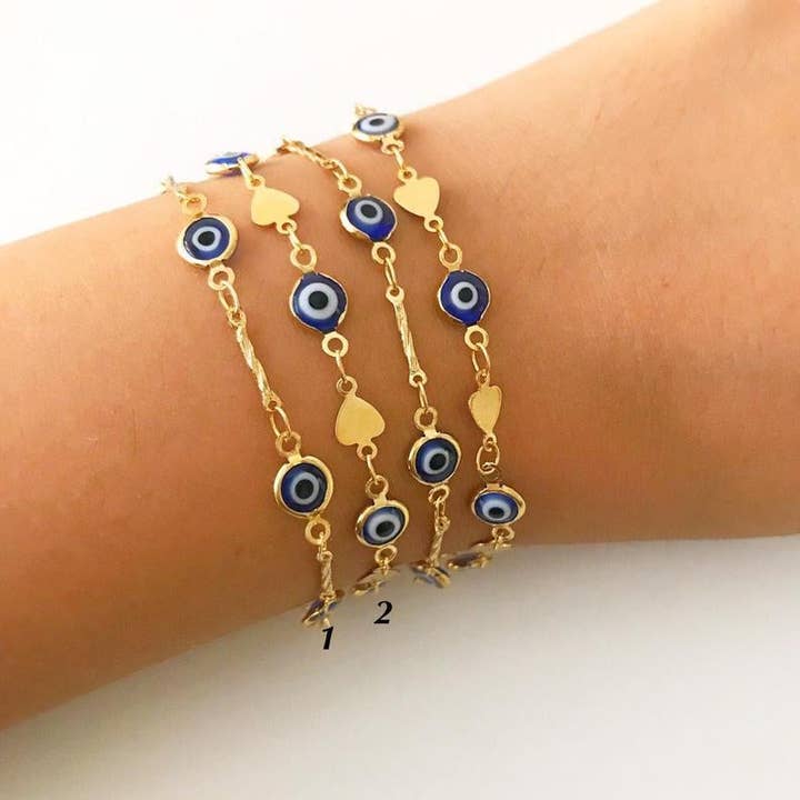Evil Eye Bracelet, Gold Chain Bracelet, Greek Evil Eye Jewelry for wholesale by Evileyefavor