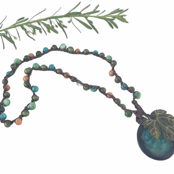 Grapes leaf tagua pendant necklace gift for wine lovers for wholesale by Organic jewelry by Allie