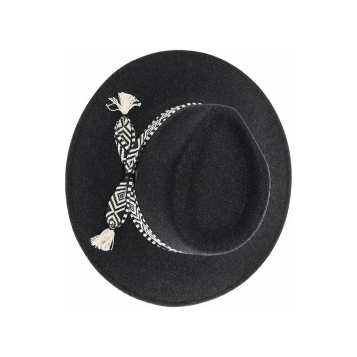 MiMi Wholesale - Wholesale Fedora - Women's - WF3 Lauren Felt Panama Brim Hat With Aztec Trim Band1