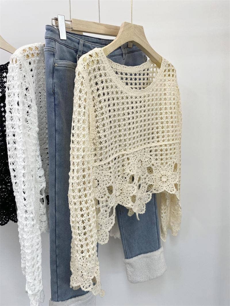 Hope & Sunshine – Großhandel Strickoberteil – Damen – Besticktes Spitzen-Crop-Top3