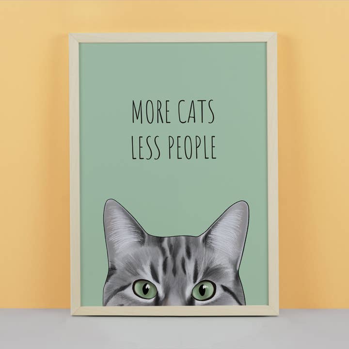 More Cats, Less People Art Print for wholesale by Hayley Jade Design Studio