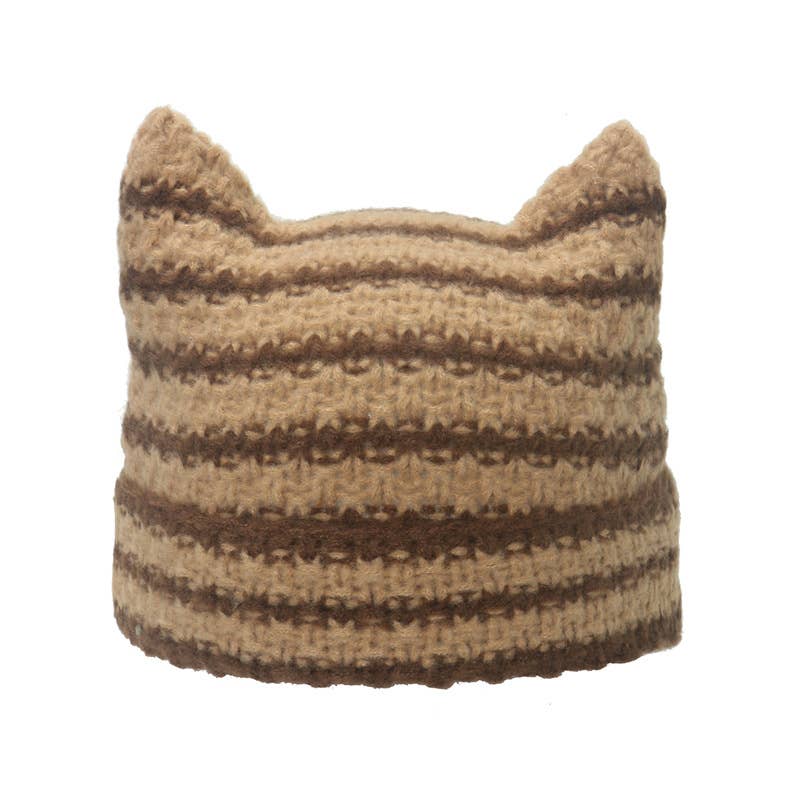 Comely Fashion - Wholesale Beanie - Women's - Cute Cat Ears Stripe Knitting Beanie Hat1