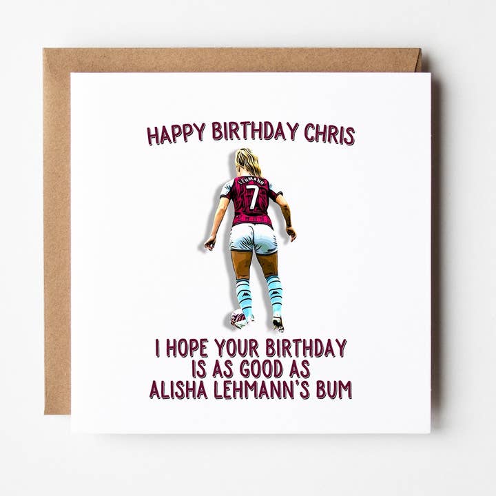 Alisha Lehmann Geburtstagskarte, Alisha Lehmann's Bum für den Großhandel von FrontRow Cards & Gifts