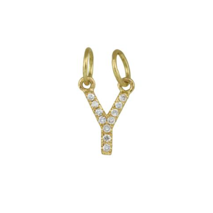 Ashley Schenkein Jewelry Design - Wholesale Pendant/Charm Necklace - Diamond Initial Charm 14K Yellow Gold Necklace26