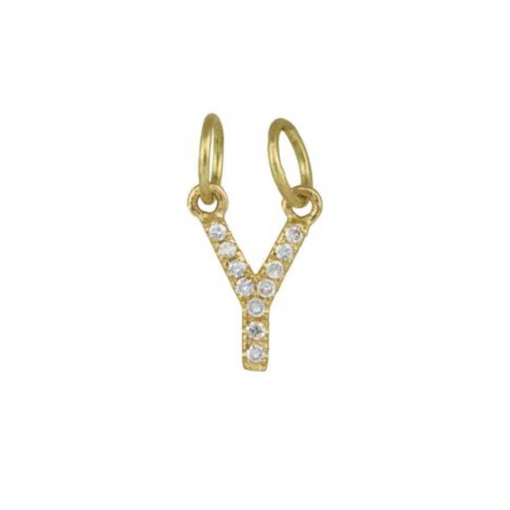 Ashley Schenkein Jewelry Design - Wholesale Pendant/Charm Necklace - Diamond Initial Charm 14K Yellow Gold Necklace26