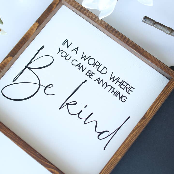 Inspired Findings - Wholesale Sign - Be Kind Antique Walnut Framed Sign1