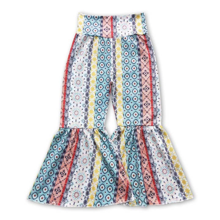 Yawoo Garments - Vente Pantalon – enfant - Pantalon bohème bohème à rayures florales pour petites filles