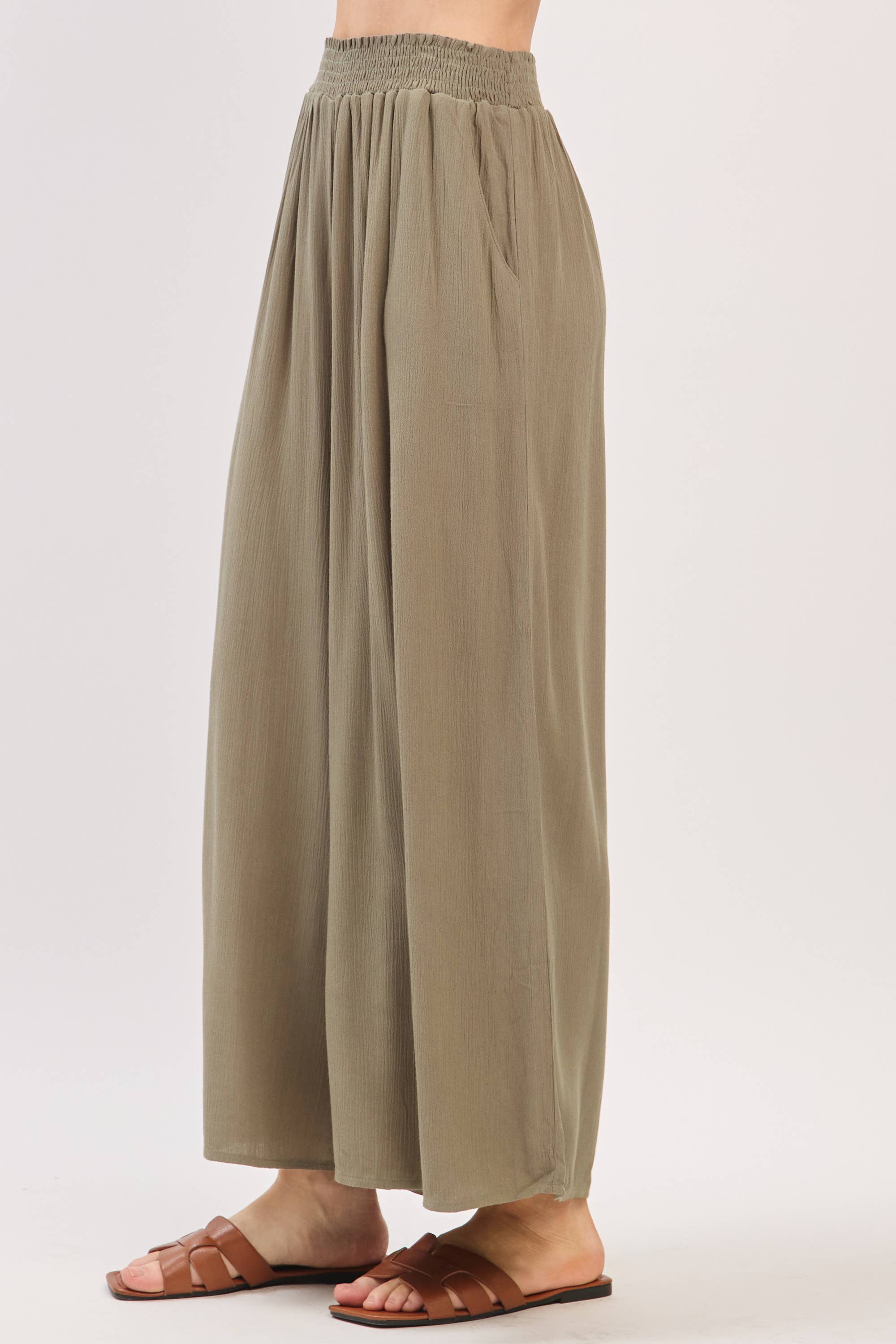 Final Touch - Wholesale Pants - Women's - Waist Smocked Wide Leg Pants - VLP70000317