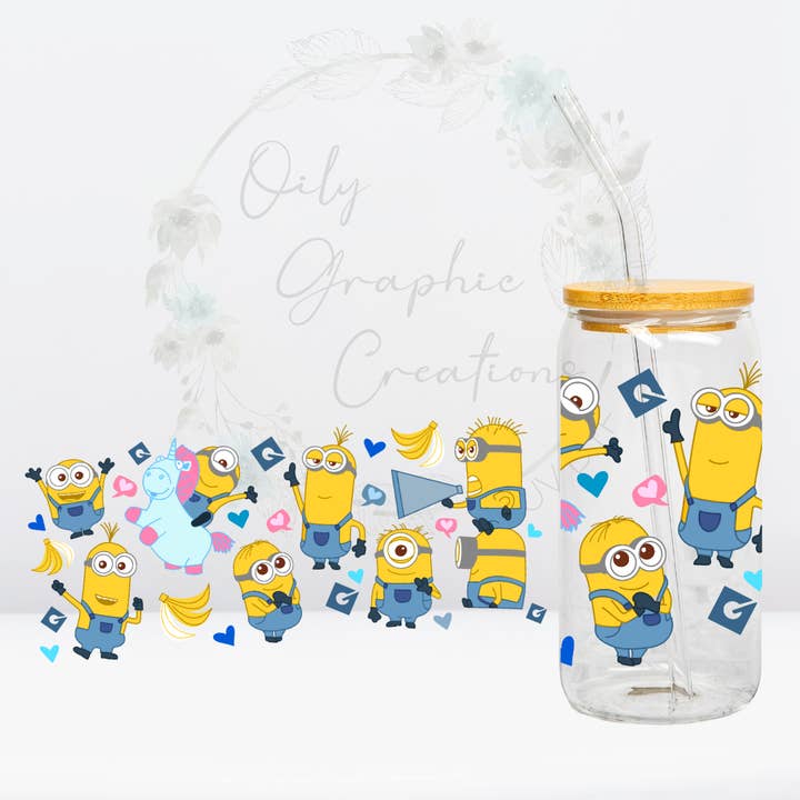 Yellow Guys with Hearts-16oz UV DTF Wrap for wholesale by Oily Graphic Creations