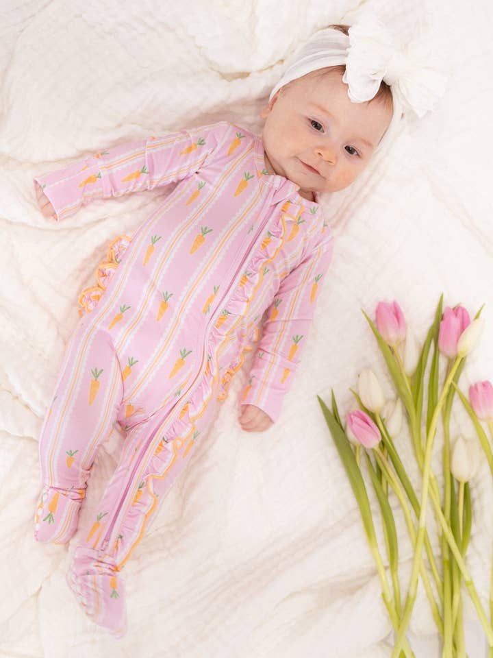 Pink Carrot Patch Zip for wholesale by Elle & Mily