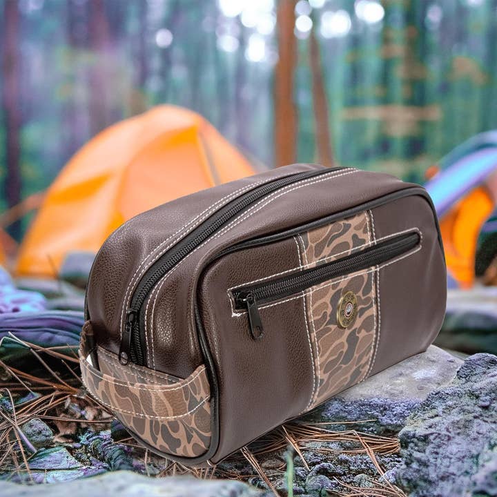 Zep-Pro - Wholesale Toiletry Bag - Men's - Shot Shell Brown Pebble Old School Camo Men's Toiletry Dopp Bag.9