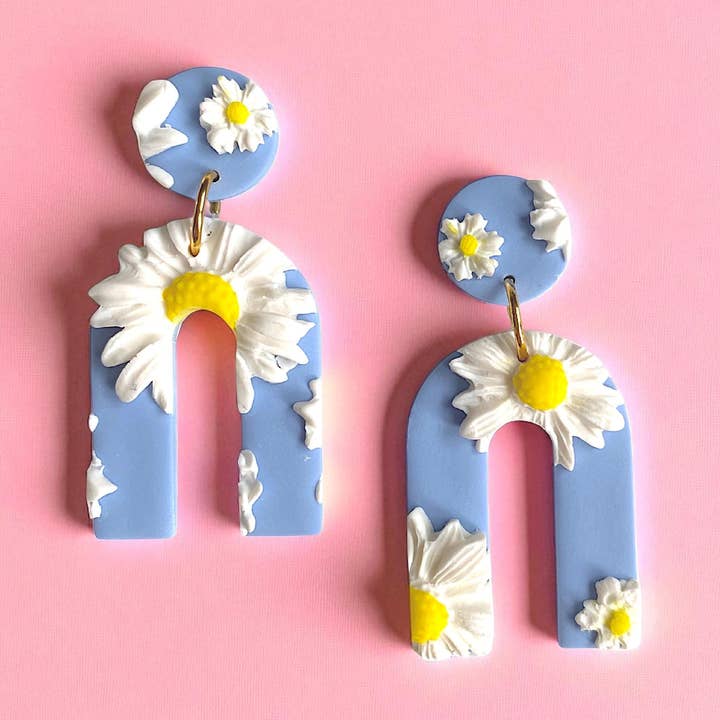 Handgemachte Polymer Clay U-Form Rainbow Statement Ohrringe für den Großhandel von neon n nude