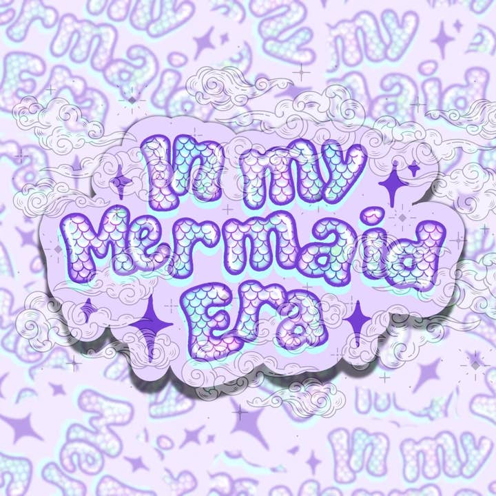 I min havfrue-æra sød farverig vinylklistermærke for engroshandel hos Sticky Sadness Designs