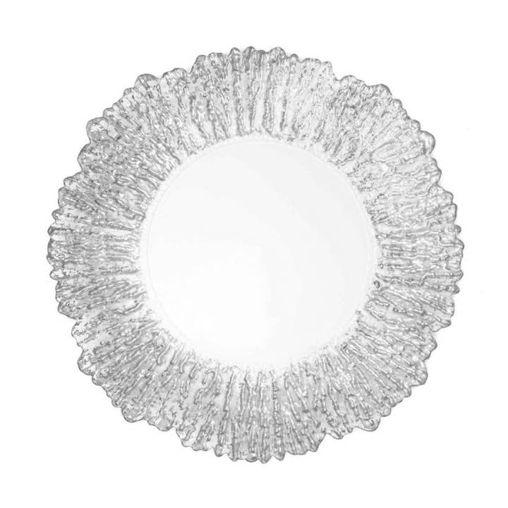 Reef Edge Glass Charger Plate 13" - Silver for wholesale by Portofino International Trading, USA