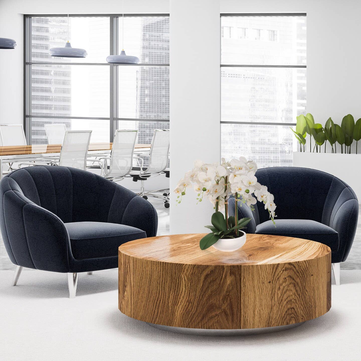 Larksilk - Wholesale Kunstbloemen - 19" Witte Phalaenopsis Orchidee Arrangement In 9" Witte Kom1