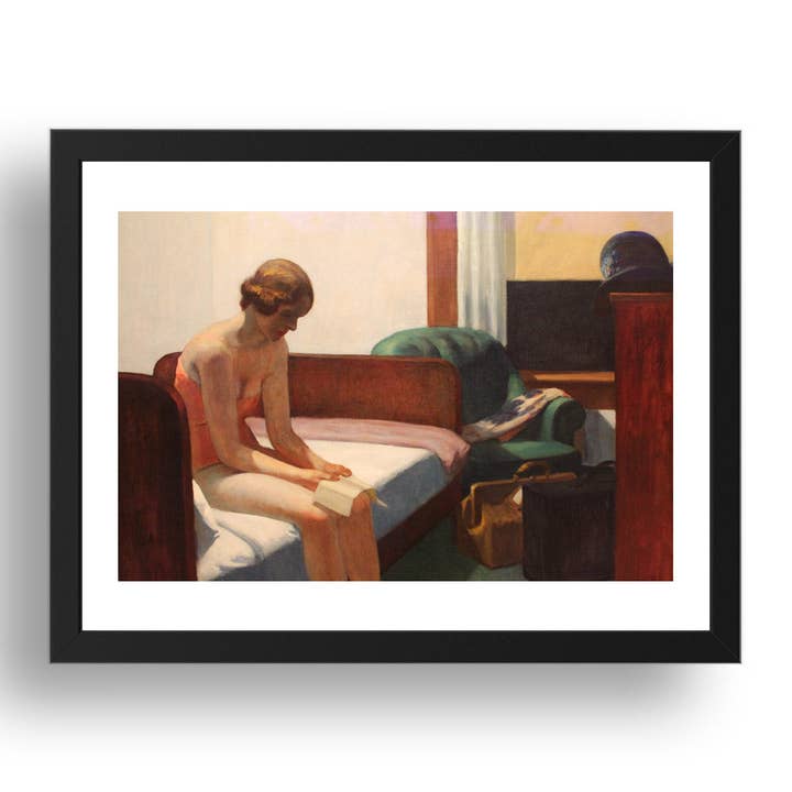 Hotel-Room-by-Edward-Hopper Framed Art Poster for wholesale by PERIOD PRINTS