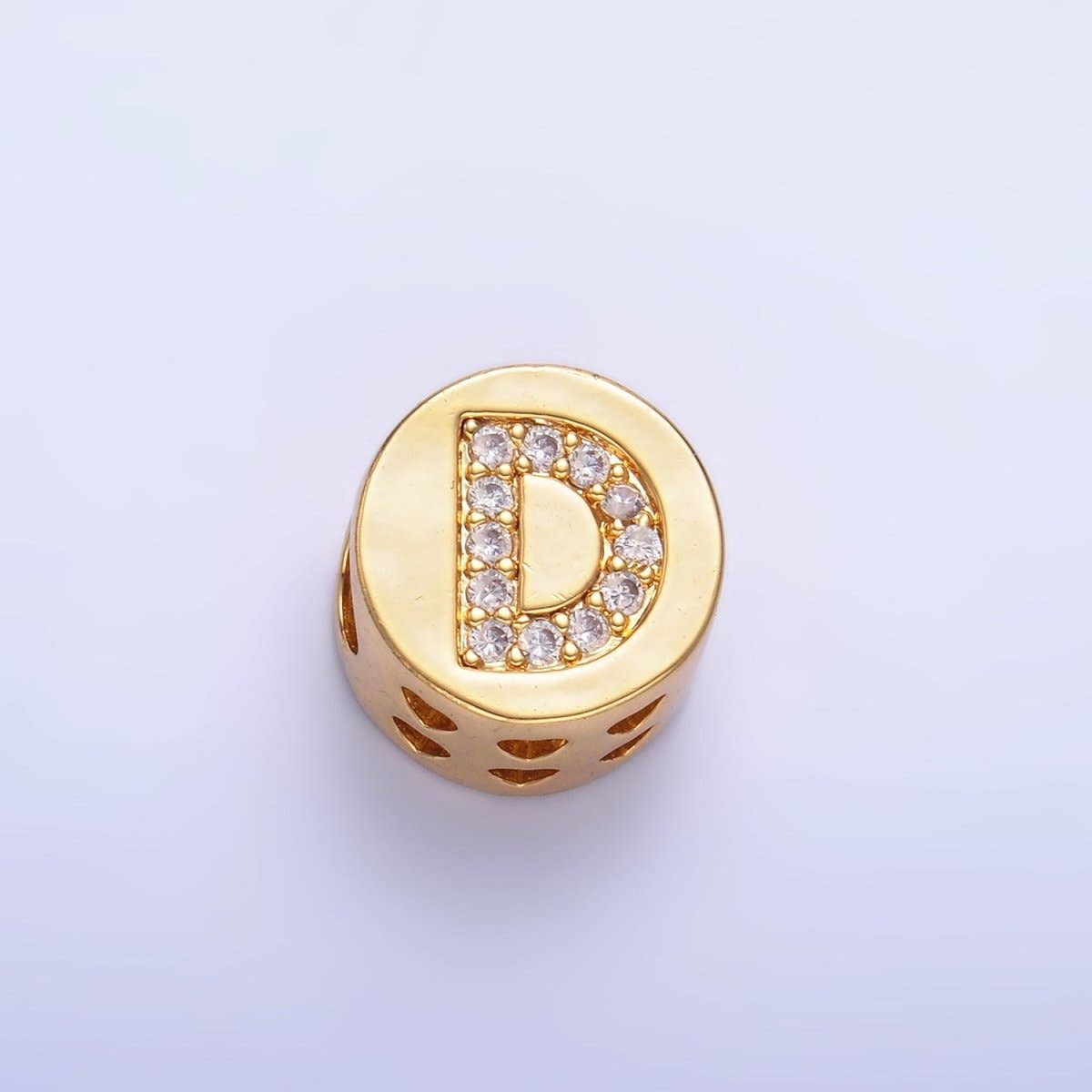 Aim Eternal - Wholesale Beads - 24K Gold Filled Alphabet Letter Micro Paved CZ Round Bead | A1526 - A15383