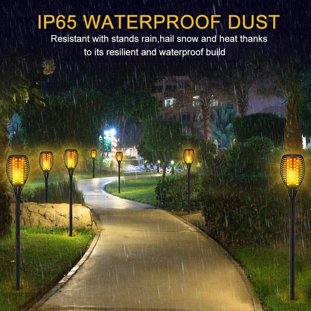 OutdoorSolarOutlet – wholesale Outdoor/lawn light – 4-Pack Solar Flickering Flames Torch Lights Outdoor Dusk to Dawn Auto On/Off 43 Inch4