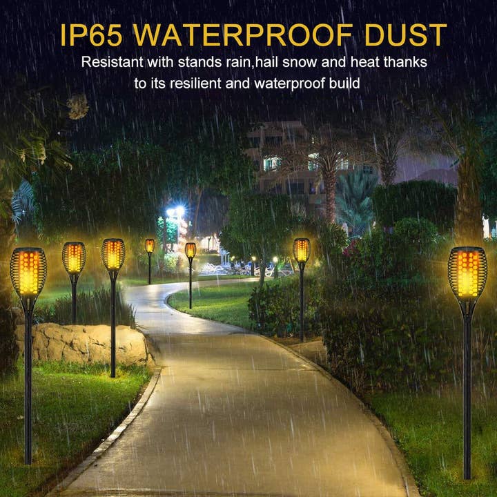 OutdoorSolarOutlet – wholesale Outdoor/lawn light – 4-Pack Solar Flickering Flames Torch Lights Outdoor Dusk to Dawn Auto On/Off 43 Inch4