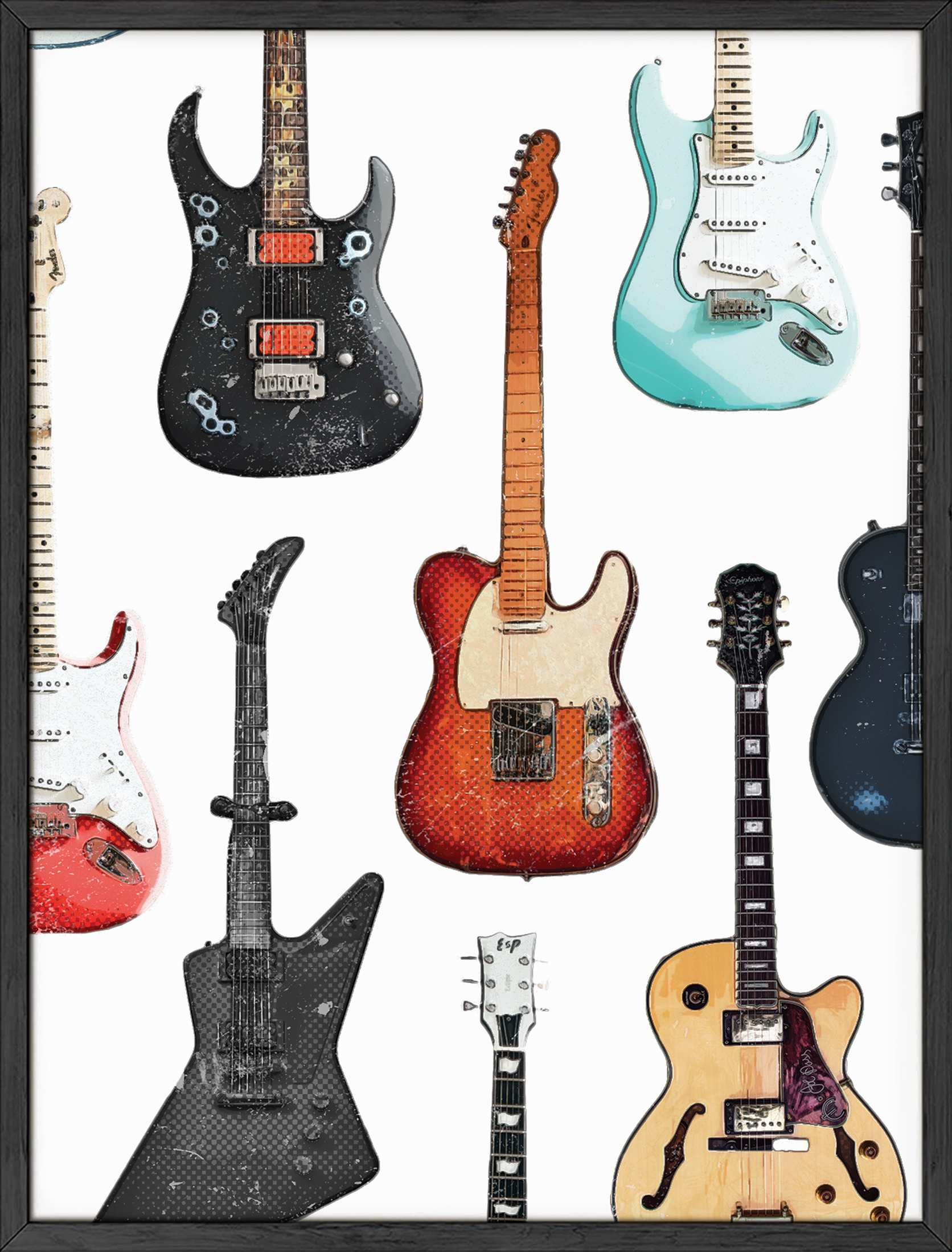 Haus and Hues - Wholesale Art Print - Electric Guitars Art Print on Gallery-Quality Linen Paper0