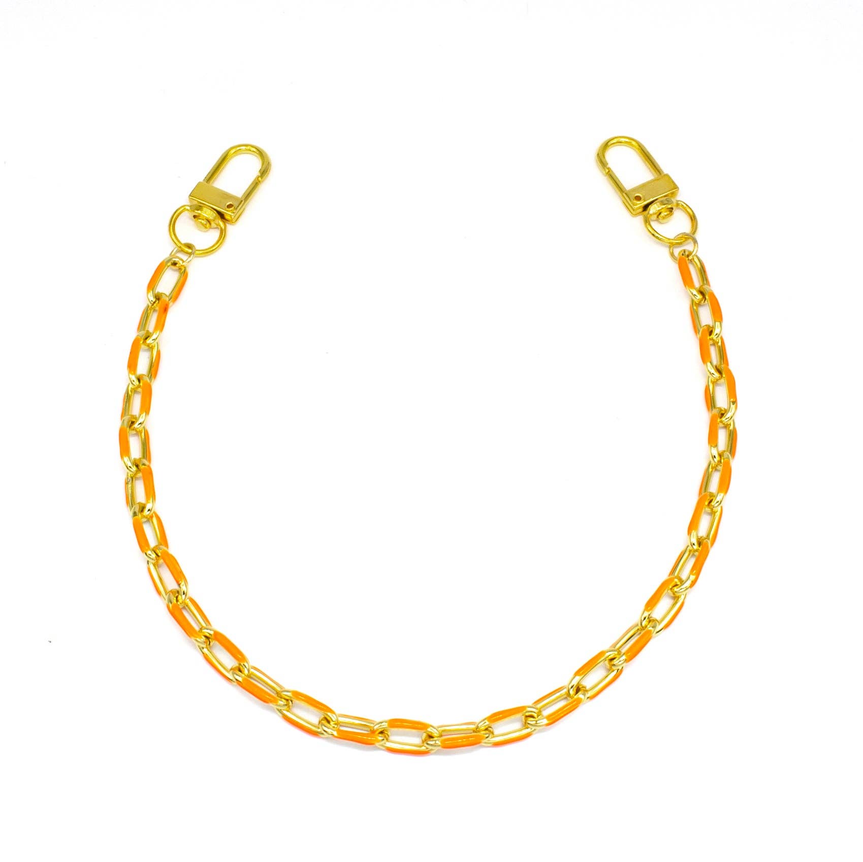 Simply Jewels - Wholesale Bag Strap - Women's - Orange Enamel Paper Clip Bag Chain/Phone Strap PH-SJ00650