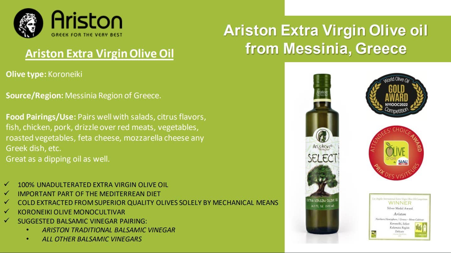 Ariston Specialties - Wholesale Olive Oil - Bulk Ariston Select EVOO for Refill & Save Program (4x5LT)9