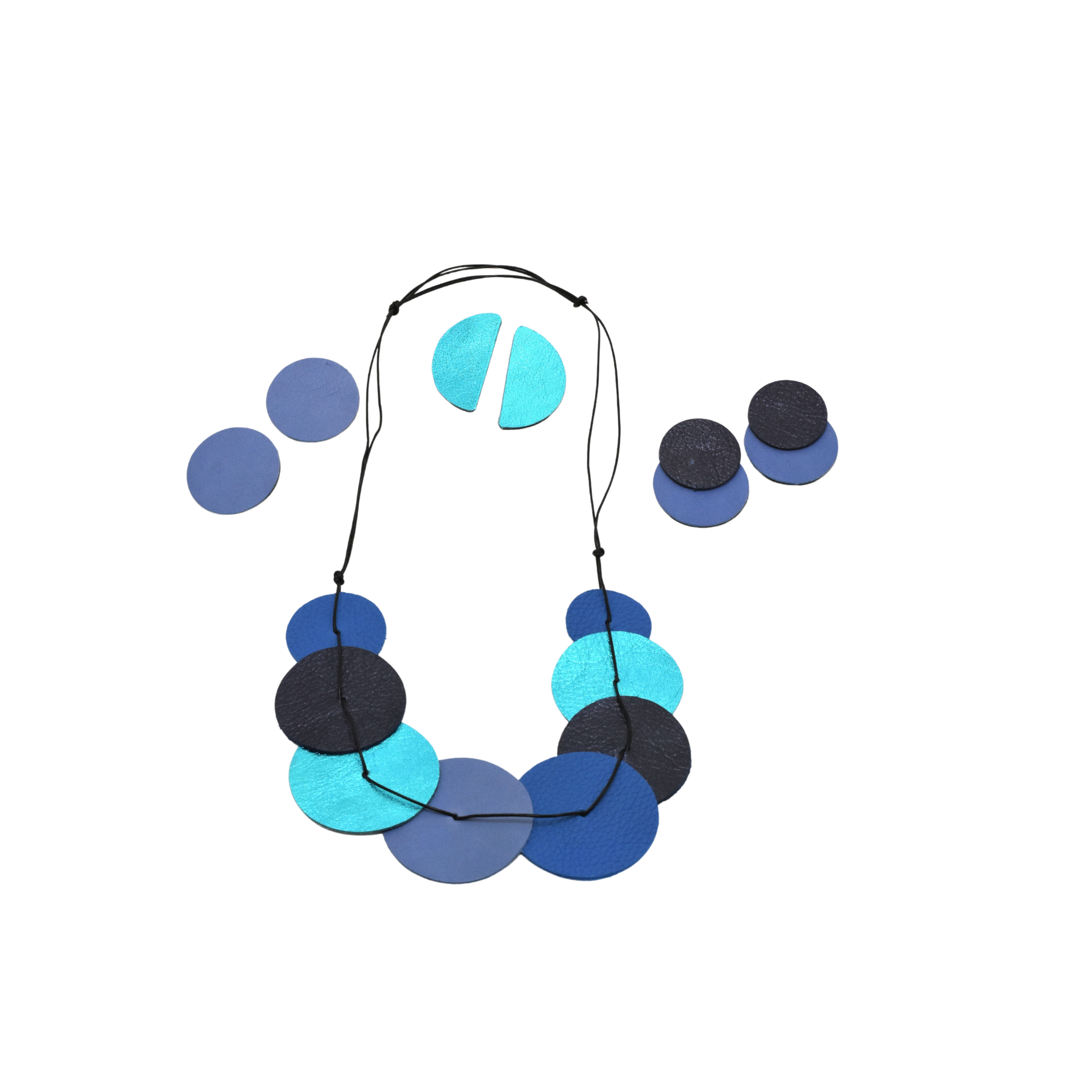 Pattern Gems - Wholesale Bib Necklace - Beach Necklace in Blue Tones3