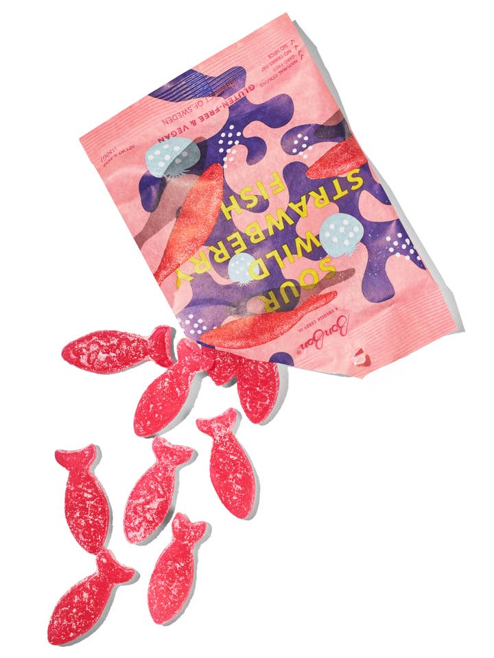Sour Wild Strawberry Fish - Swedish Candy 5.2oz (150g) for wholesale by BonBon - A Swedish Candy Co