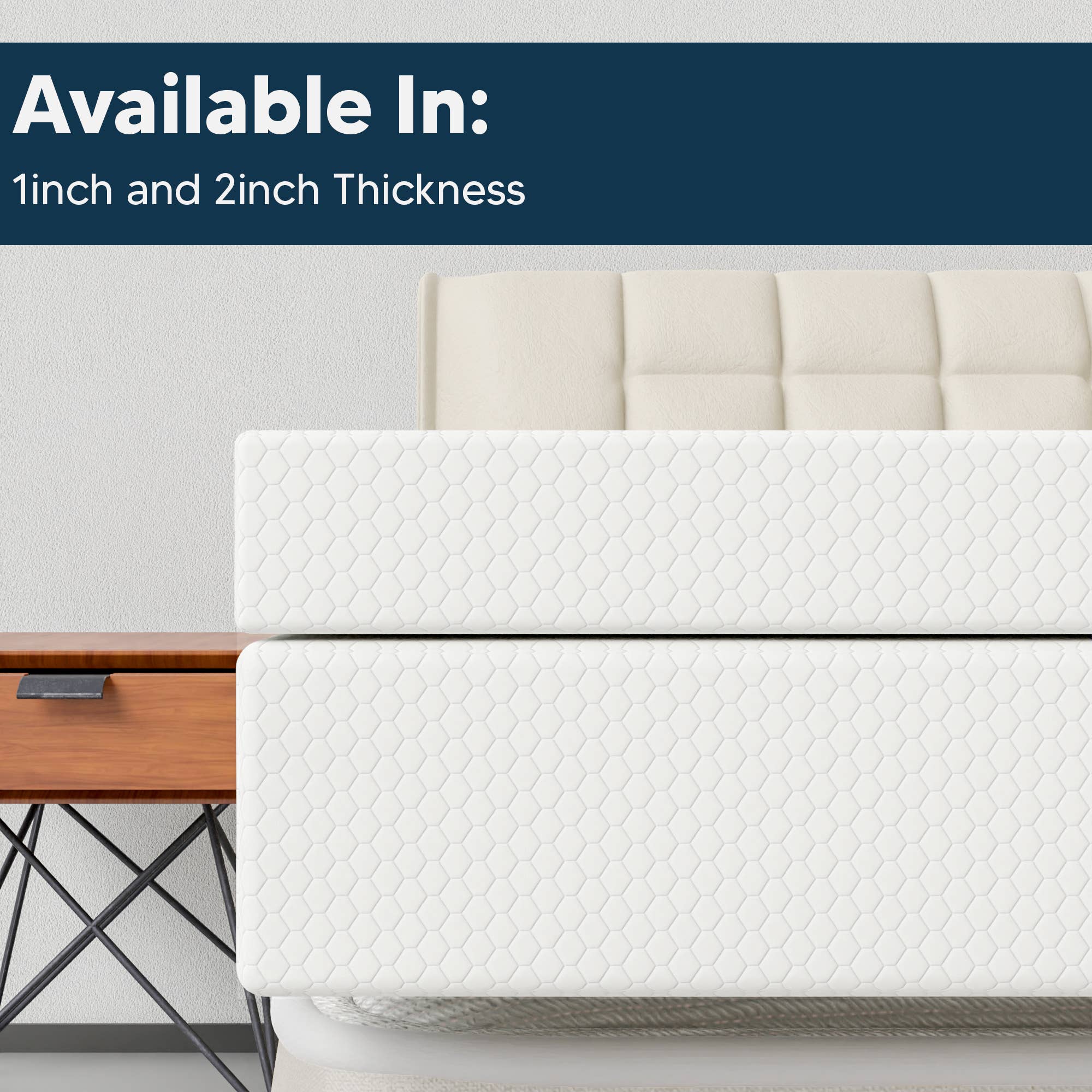 White 2-Inch Medium Firm Mattress Toppers with Breathable Cover for wholesale on Faire4