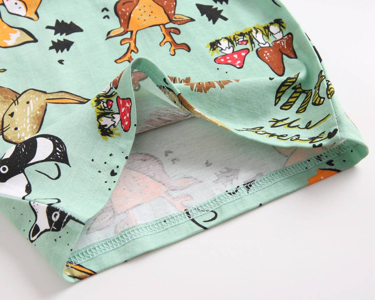 Green Baby Boy Animal Print Short-Sleeved Top Combo Solid Color Shorts Sets In Summer for wholesale on Faire5