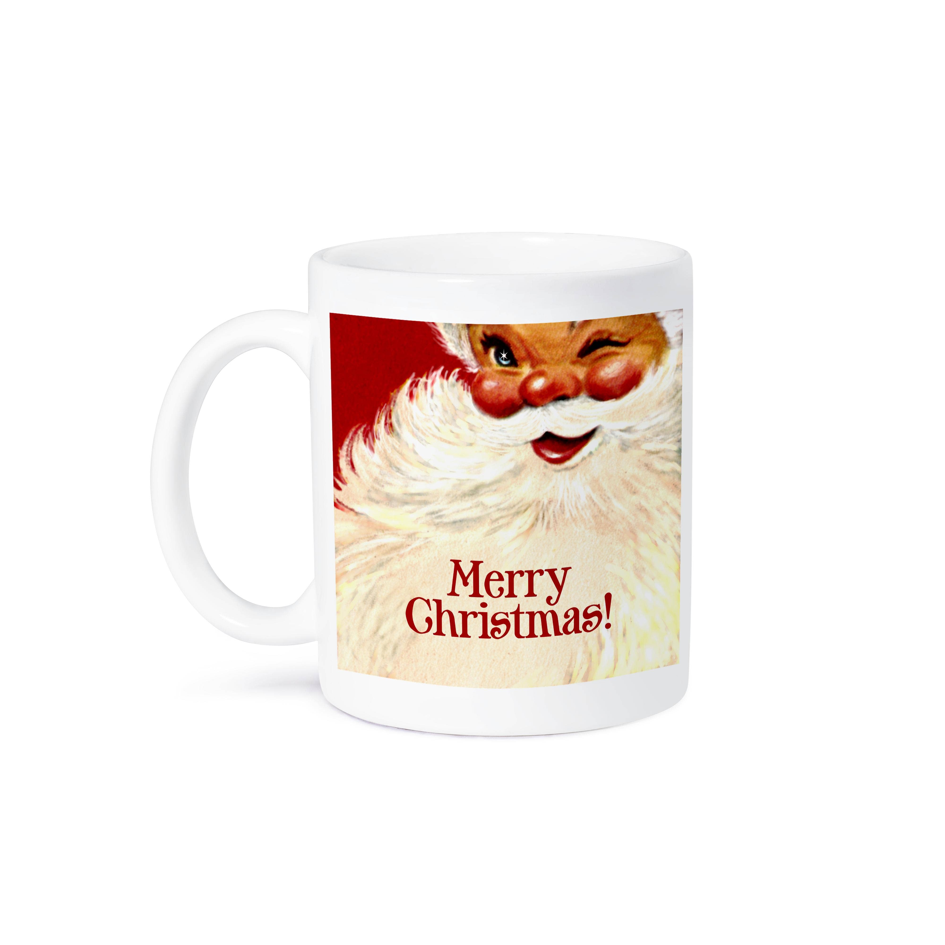 3dRose – Engroshandel Kaffekrus – 3dRose, Glædelig jul - Billede af munter julemand med et glimt i øjet, Krus8