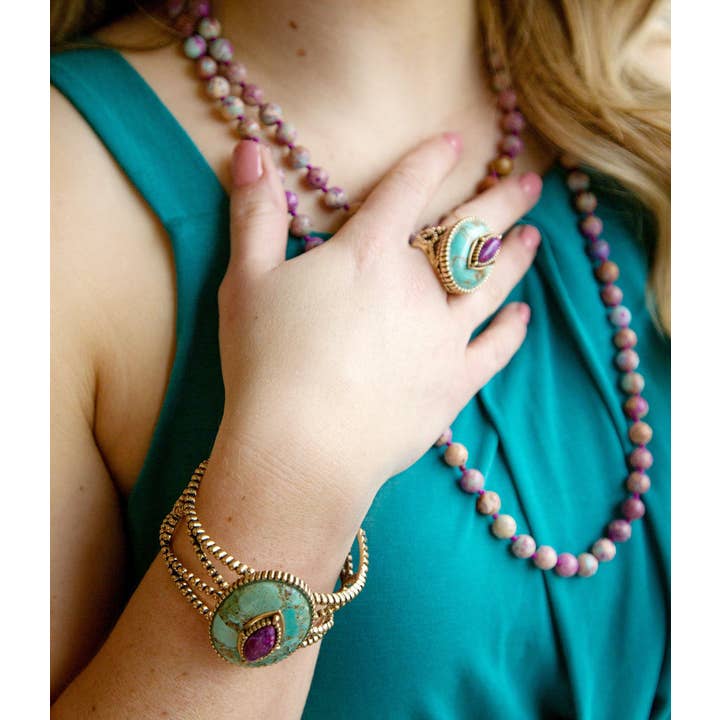 Barse Jewelry – wholesale Cocktail/Statement Ring – Staplad sten turkos ring
