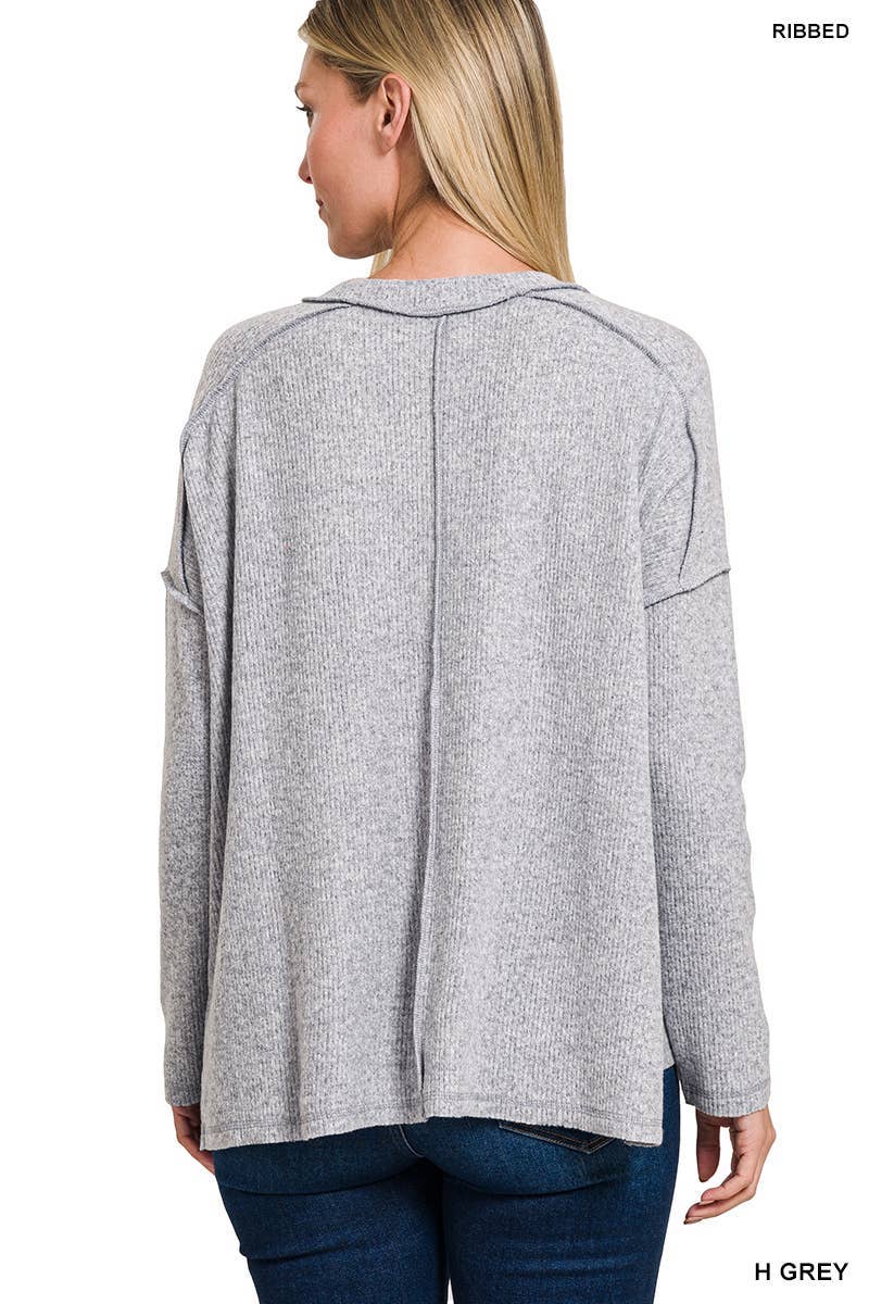 Vanilla Monkey - Wholesale Pullover-trui - Dames - Hacci Hi-low trui met geborstelde geribbelde details13