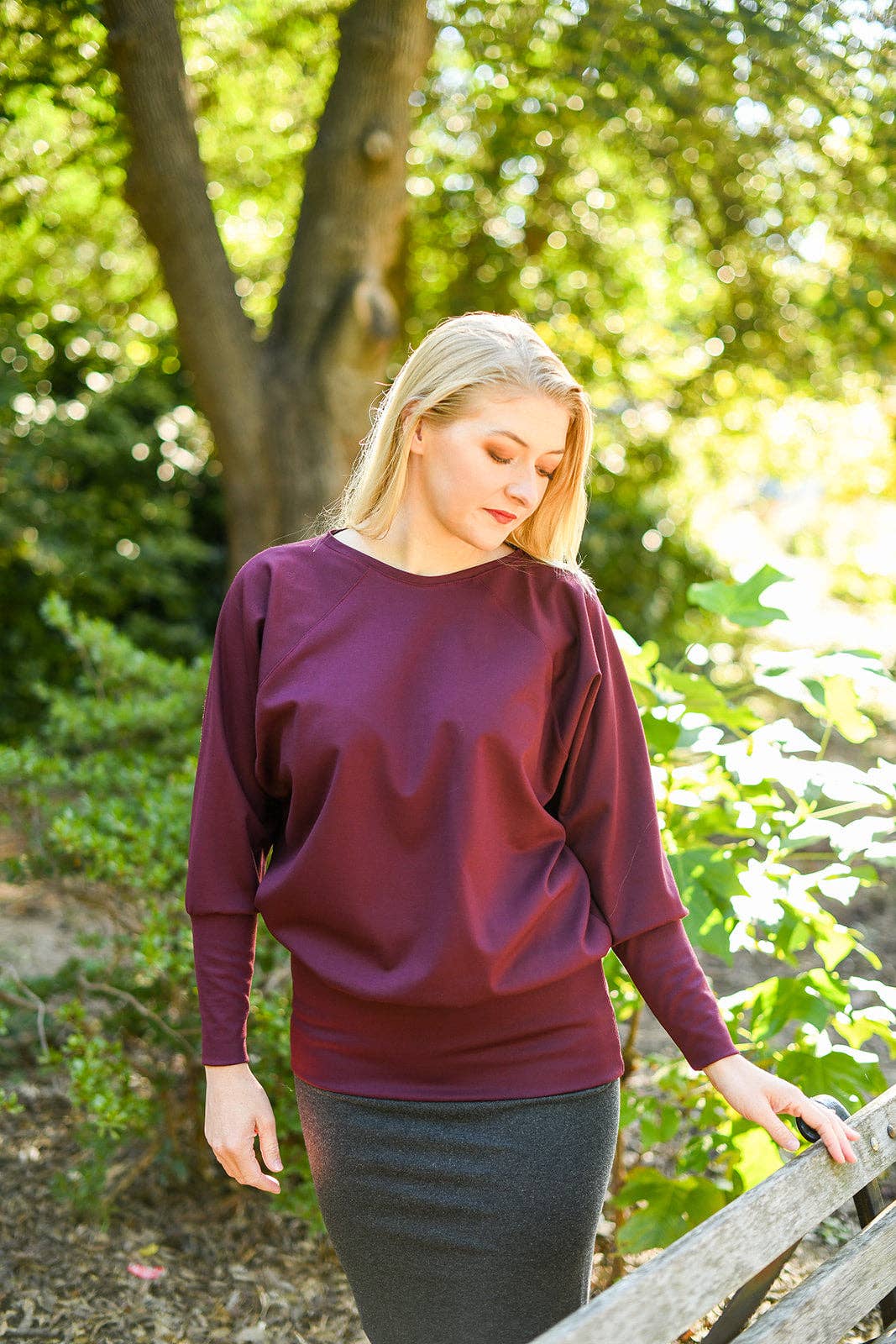 Knieriem Designs - Wholesale Knit Top - Women's - Rayon Crew Neck Ponte Top with Raglan Long Sleeves7
