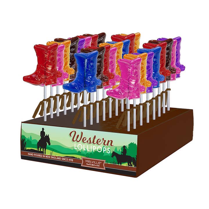 Melville Candy Company - Wholesale Lollipop - Cowboy Boot Lollipops - Assorted
