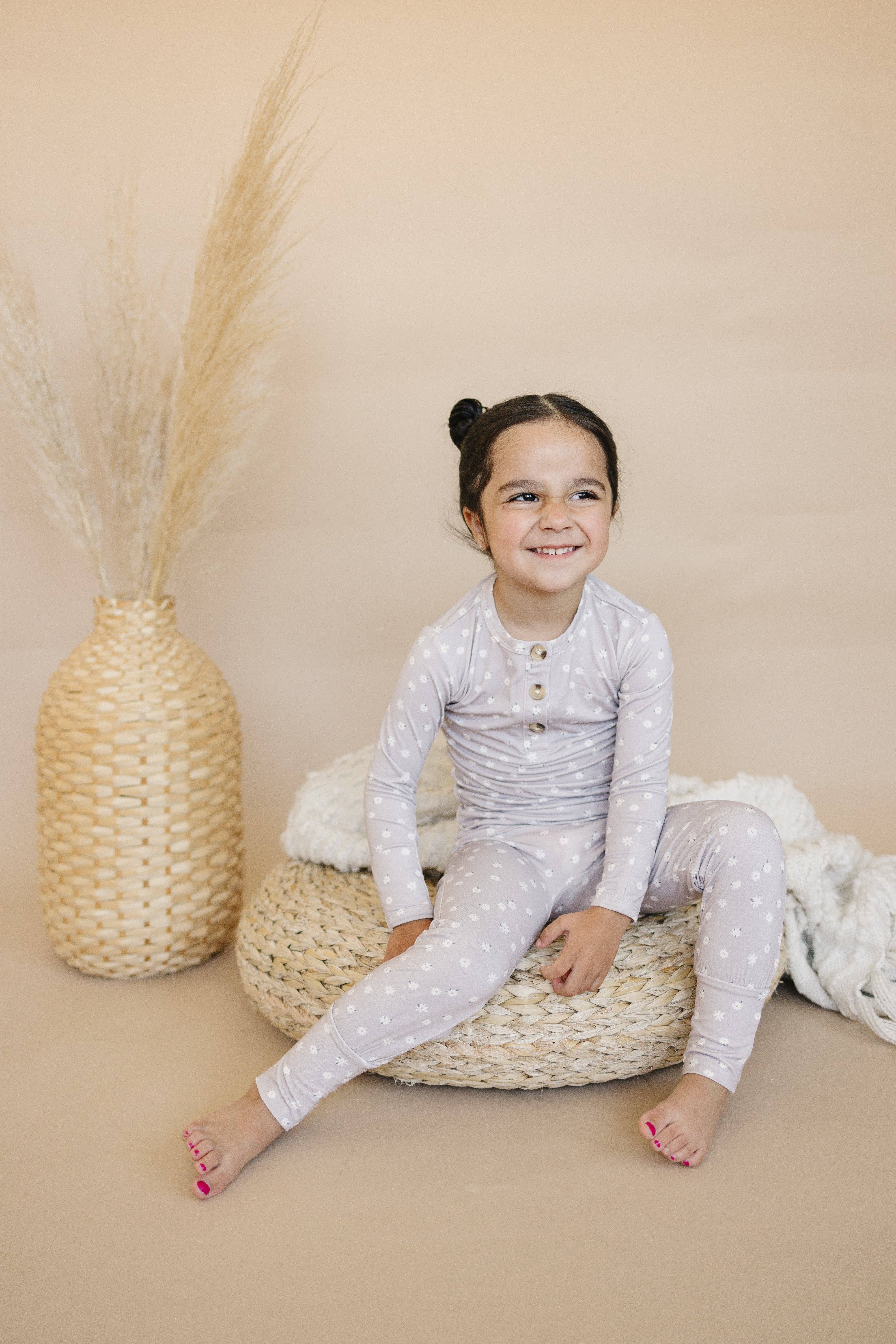 Little Joy Co. - Wholesale Sleepwear Set - Kids - Oopsie Daisy 2pc Henley Bamboo Pajamas - Sizes Newborn & Up!14
