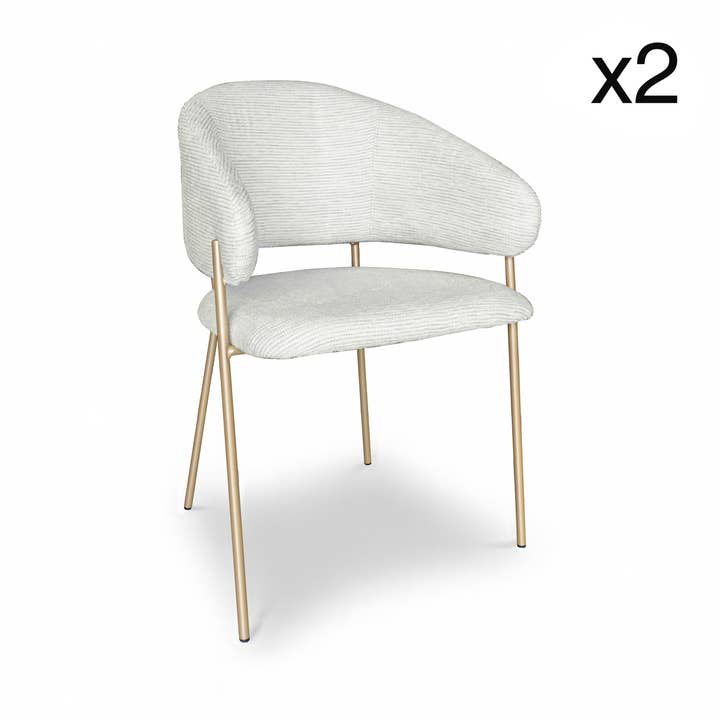 Now's Home - Wholesale Chair - SET OF 2 TWEED ECRU TABLE CHAIRS WITH BLACK METAL LEGS EROS2