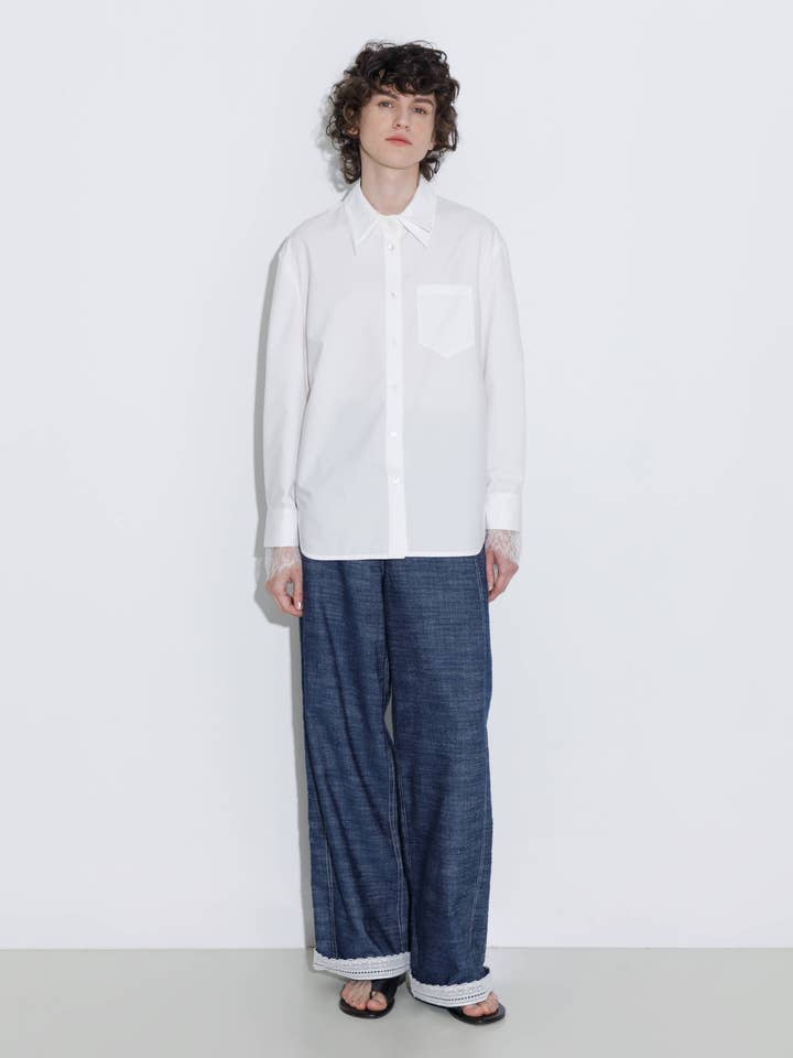 CUBIC - Wholesale Button Down Shirt - Women's - Double Wing Collar Shirt with Detachable Lace Collar15