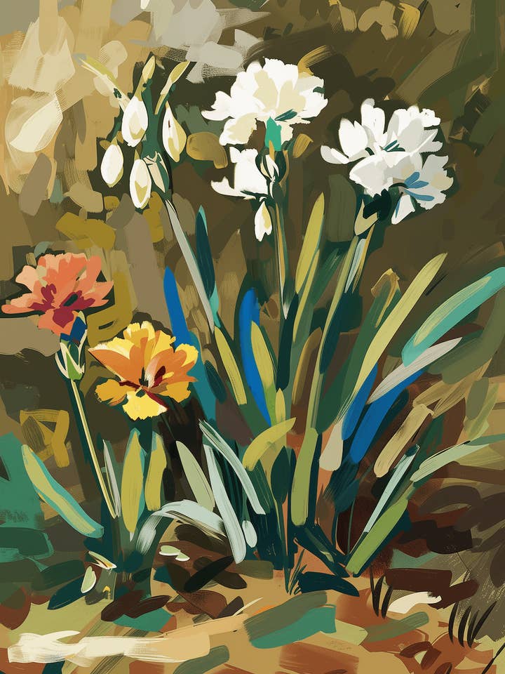 Midden-eeuwse Tuinbloemen 20x25 cm Bloemenkunstprint voor 28x36 cm Lijst voor wholesale door Mowbi