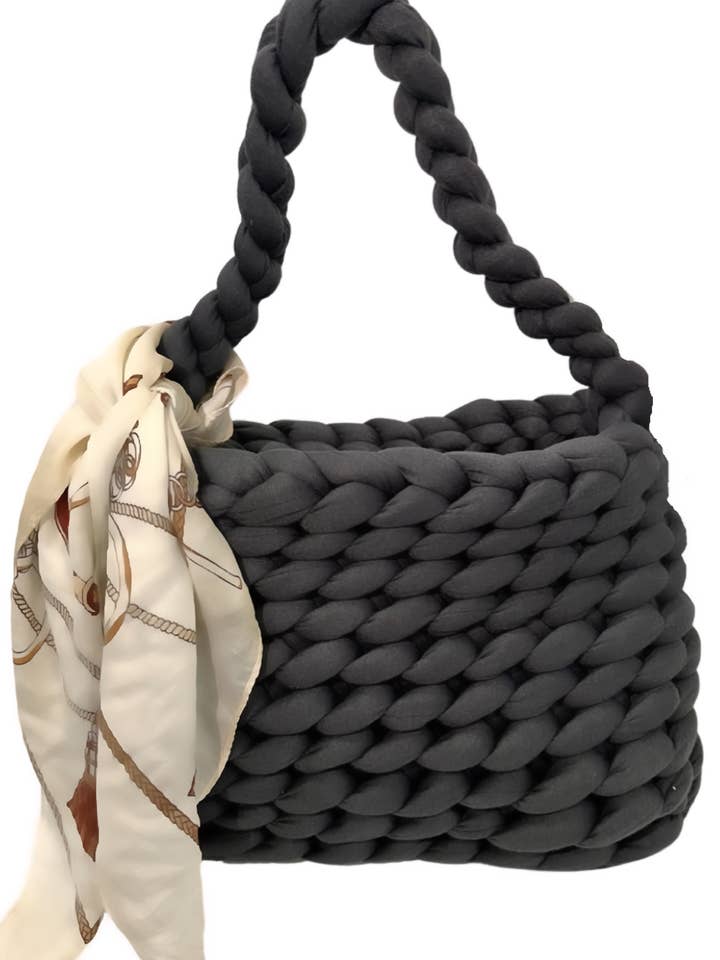 Sac en laine tressée charbon pour la vente par Riciclare By Livasey