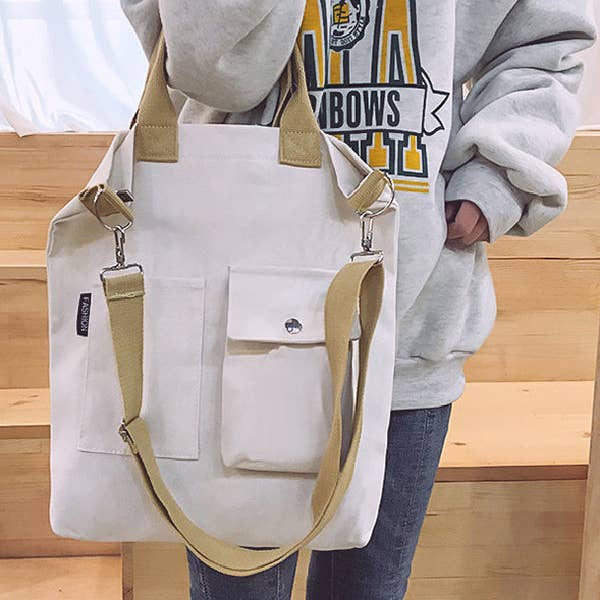 UZ Wholesale Store - Wholesale Tote Bag - Women's - 3 Colors With-pockets Canvas Handbag