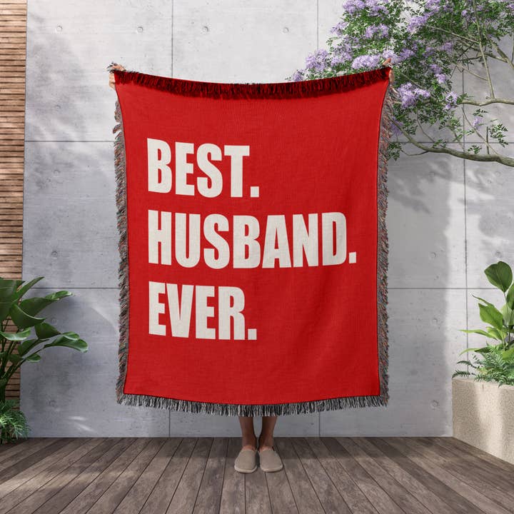 3dRose - Wholesale Throw Blanket - 3dRose, Red Best Husband Ever - white text anniversary romantic gift for him, Blanket2