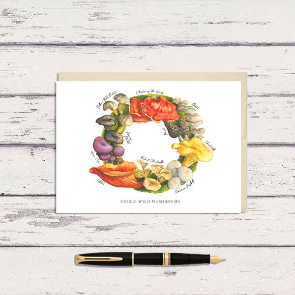 Carte de vœux comestible avec couronne de champignons sauvages pour la vente par Meadowbrook Lane