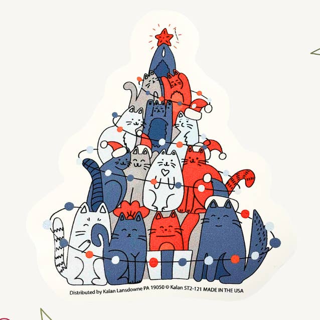 Cat Christmas Tree Die-Cut Sticker for wholesale by Kalan
