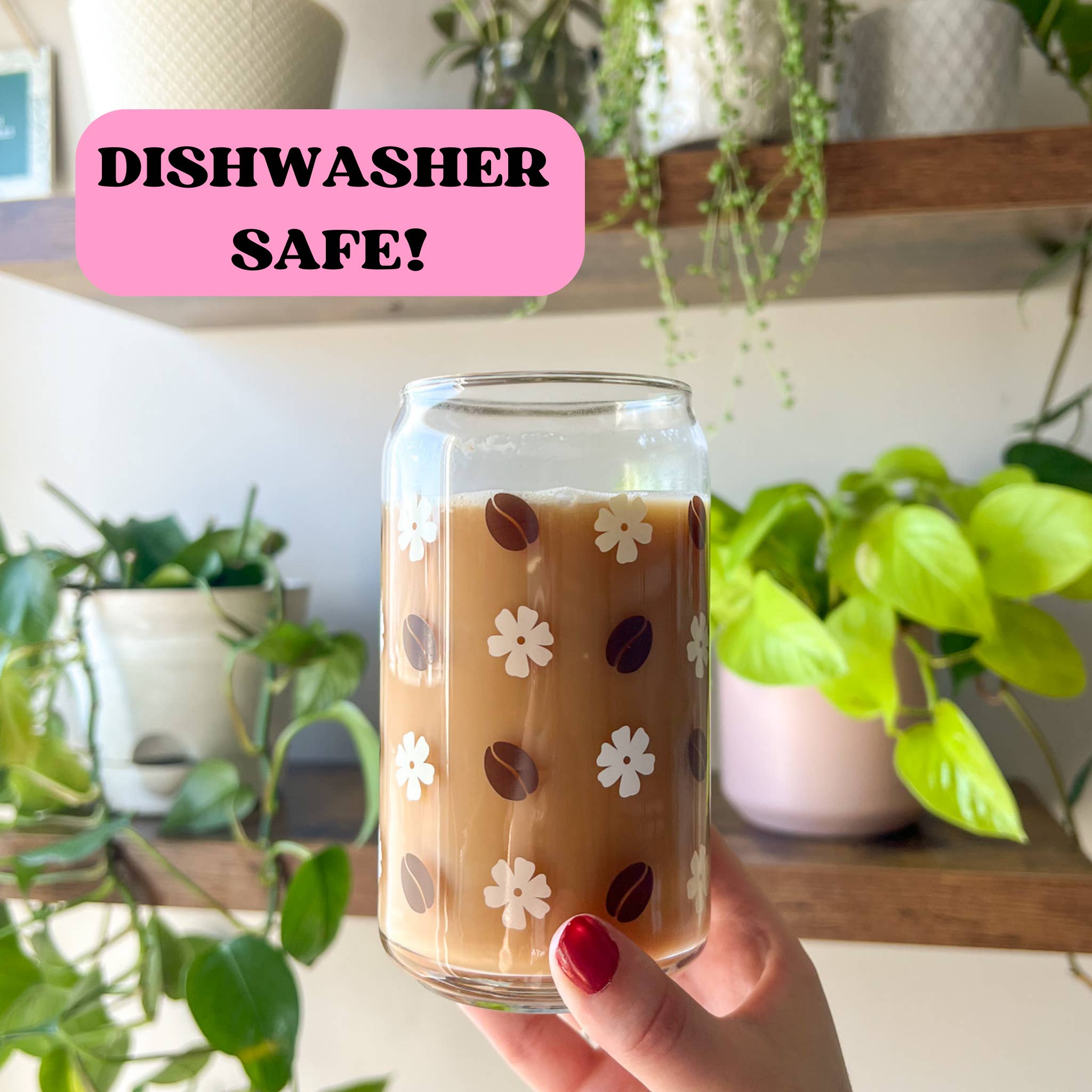 Emily Paige Company - Vendita all'ingrosso Bicchiere/tazza - Tazza di vetro in lattina da 16 once con chicchi di caffè