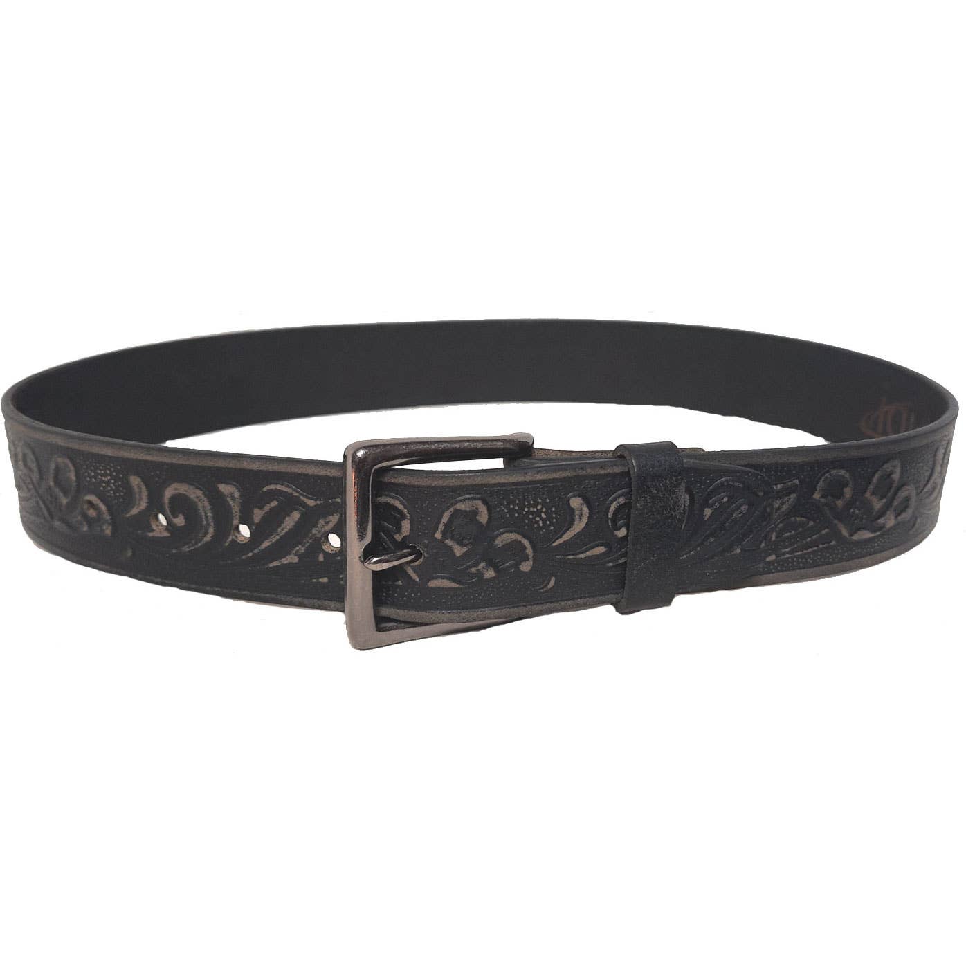 IGI CANADA - Wholesale Belt - Unisex - GENUINE LEATHER 40MM FLOWER EMBOSSED BELT #10402