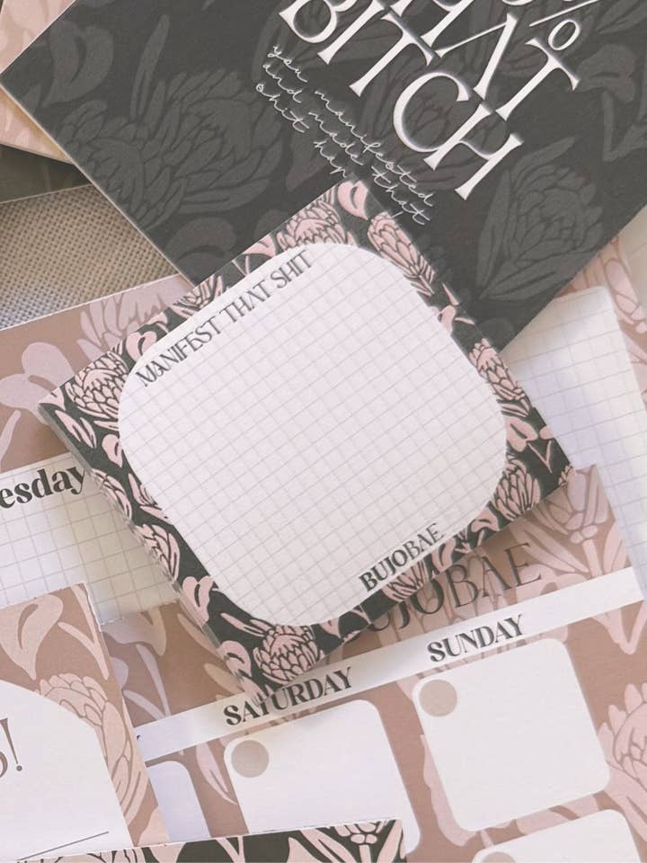 Manifest That Shit in BAE Protea | Post It Note for wholesale by Bujo Bae